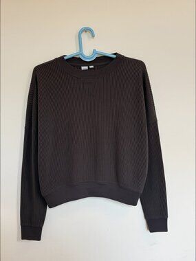 Gap Waffle Knit Crewneck Sweatshirt Gray Size S/M